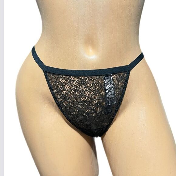 Victoria's Secret Very Sexy The Cutest V String Sheer Lace Panty Black Small - Picture 3 of 3